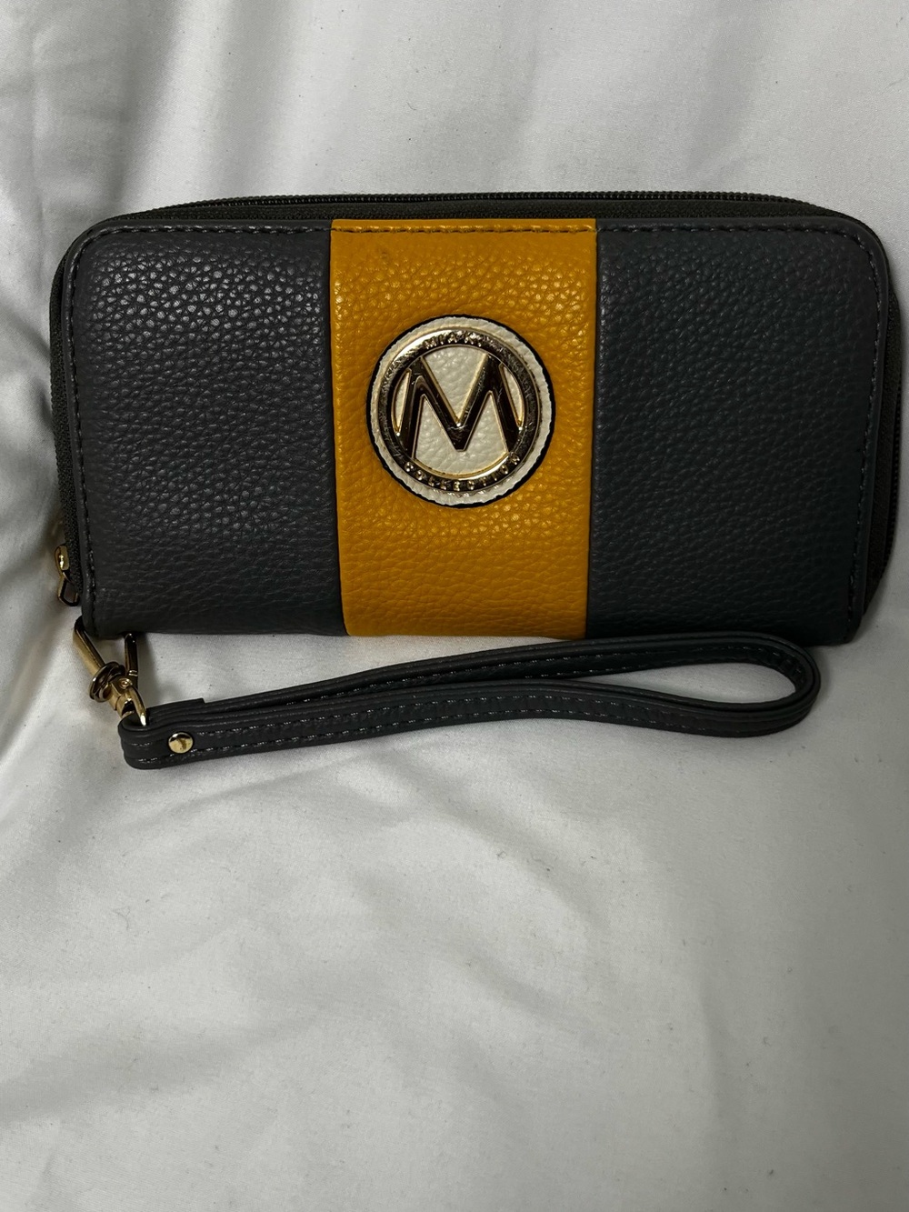Miak Gray and orange Center-Stripe Wristlet Wallet
